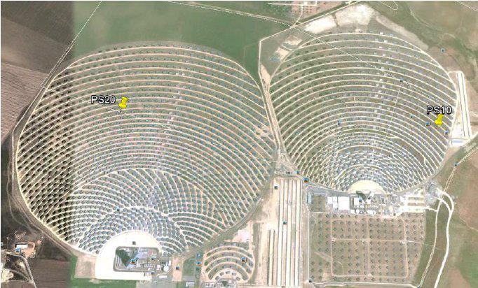 Heliostat field for PS-10 and PS-20
